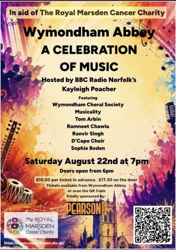 Flyer advertising Wymondham Abbey's Celebration of Music